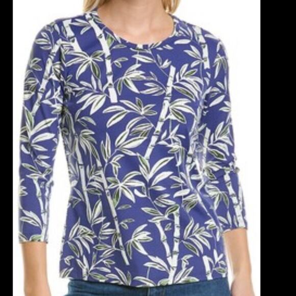 NWT J. McLaughlin Bamboo Print 3/4 Sleeve Signature Knit Top Size X Small - Picture 1 of 6